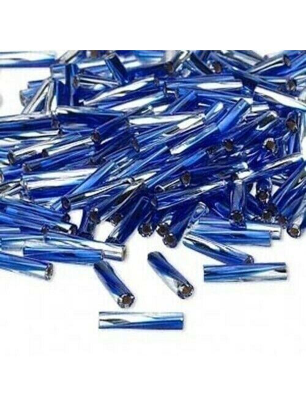 Bulk Japanese Twisted 2-Color Glass 12mm Cobalt Silver Tube Beads Miyuki 100 pcs